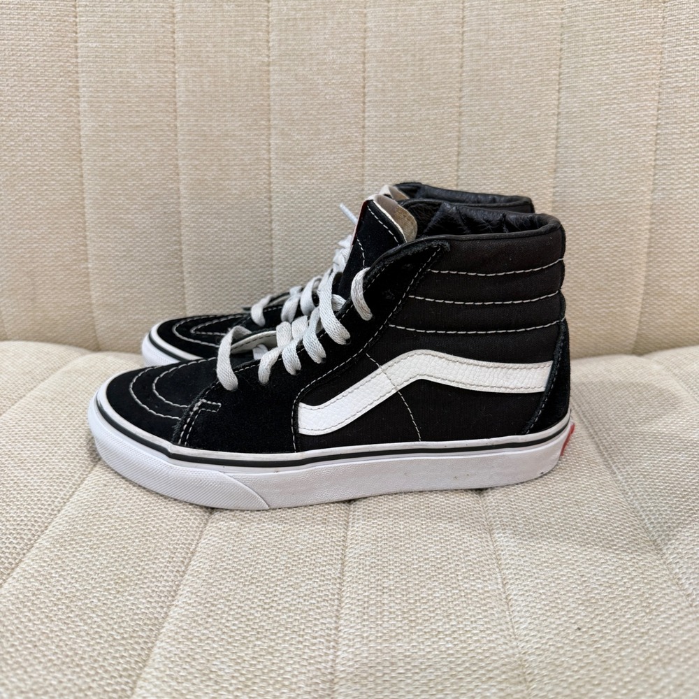 Vans Sk8-Hi Sneakers Kids 3.5 High Top Lace Up Suede Canvas Black